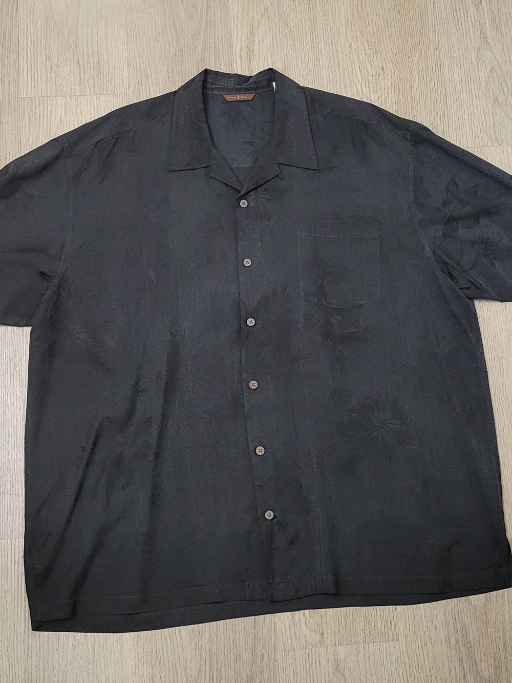 Men's Tommy Bahama Black Silk Short-Sleeve Button-Down Hawaiian Shirt XXL